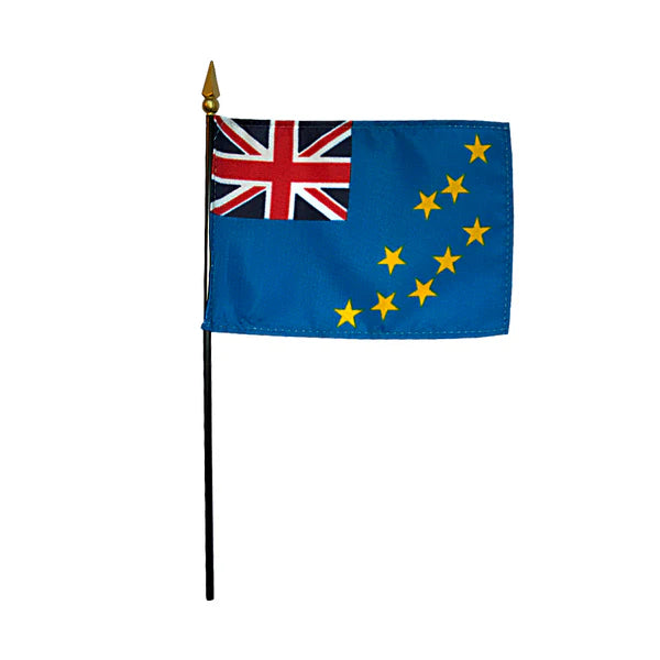 4"x6" Tuvalu Poly-Silk Handheld Stick Flag