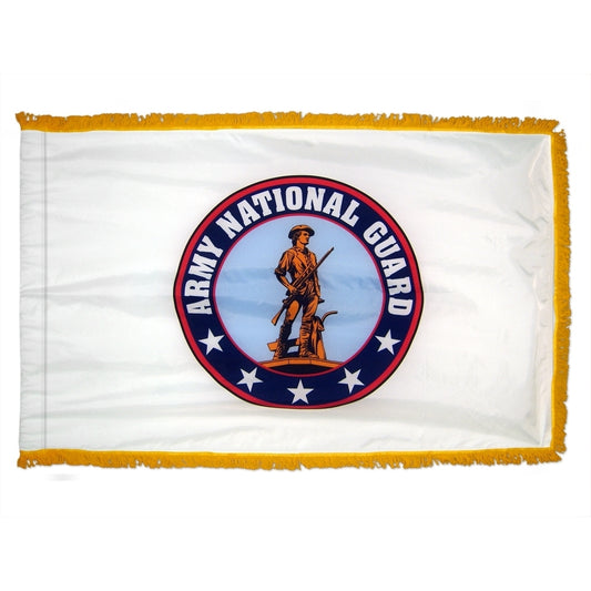 3x5 US Army National Guard Indoor & Parade Nylon Flag with Sleeve & Gold Fringe