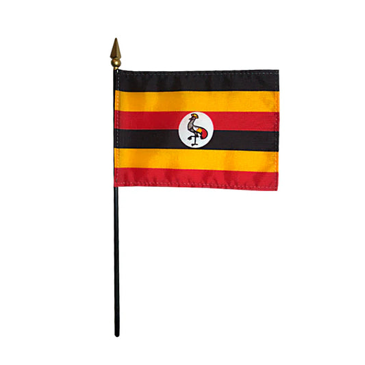 4"x6" Uganda Poly-Silk Handheld Stick Flag