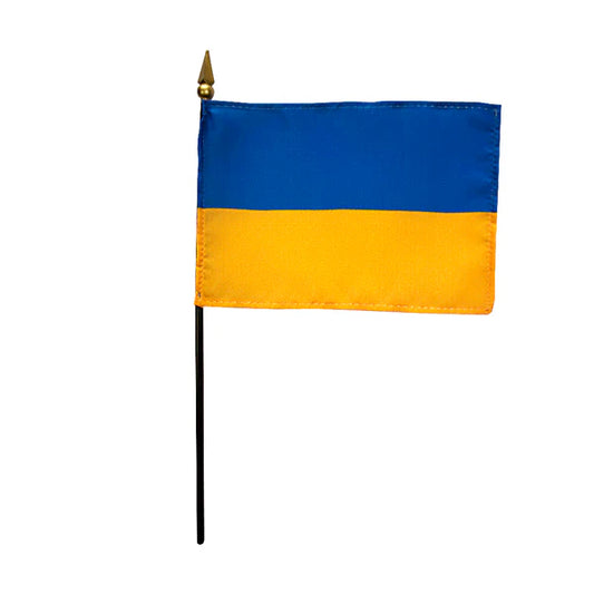 4"x6" Ukraine Poly-Silk Handheld Stick Flag