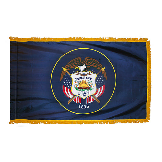 3x5 Utah State Indoor Flag with Polehem Sleeve & Fringe