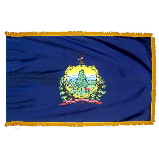 3x5 Vermont State Indoor Flag with Polehem Sleeve & Fringe