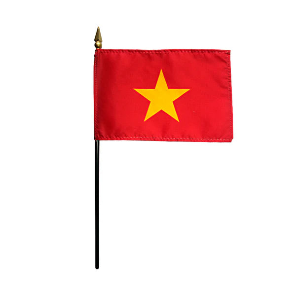 4"x6" Vietnam Poly-Silk Handheld Stick Flag