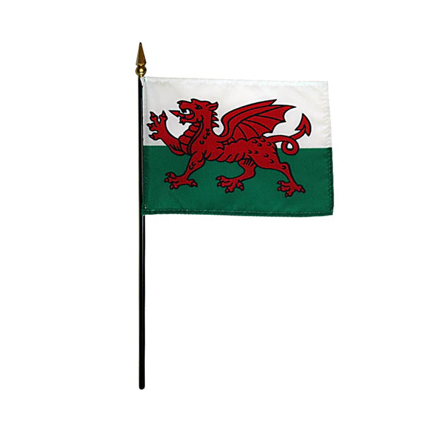 4"x6" Wales Poly-Silk Handheld Stick Flag