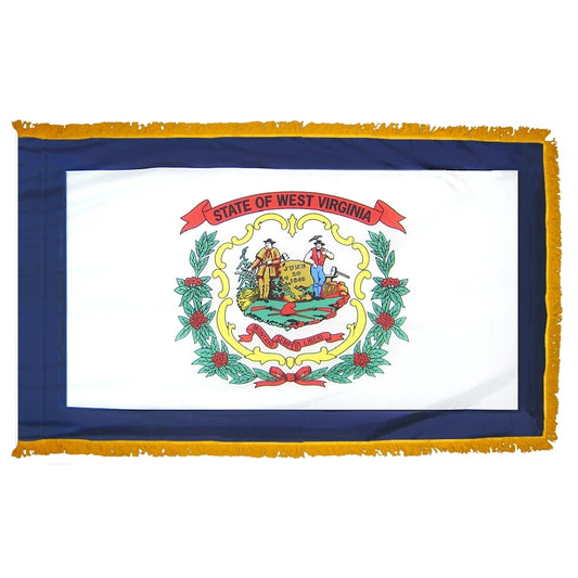 3x5 West Virginia State Indoor Flag with Polehem Sleeve & Fringe