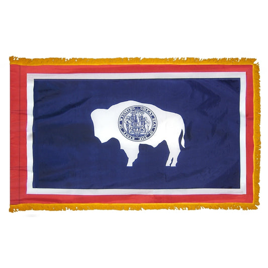 3x5 Wyoming State Indoor Flag with Polehem Sleeve & Fringe