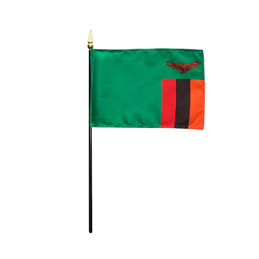 4"x6" Zambia Poly-Silk Handheld Stick Flag