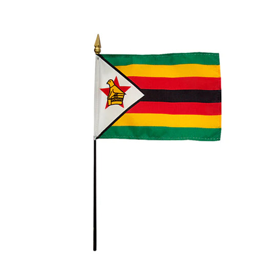 4"x6" Zimbabwe Poly-Silk Handheld Stick Flag