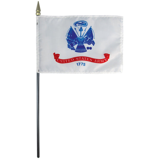 4"x6" US Army Poly-Silk Handheld Stick Flag