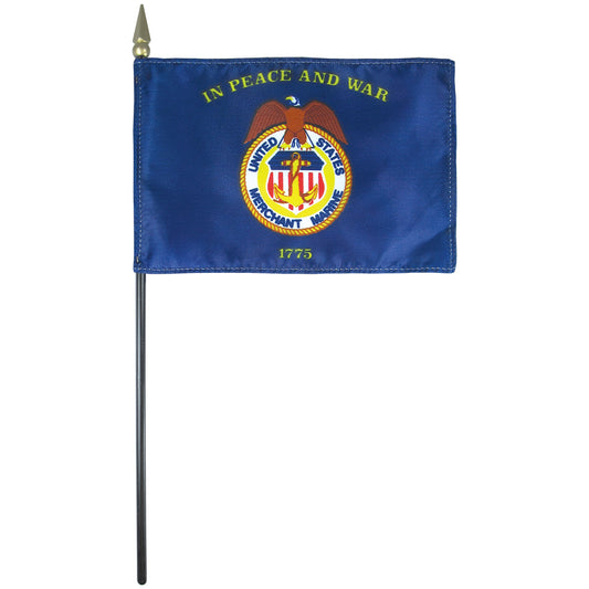 4"x6" US Merchant Marines Poly-Silk Handheld Stick Flag