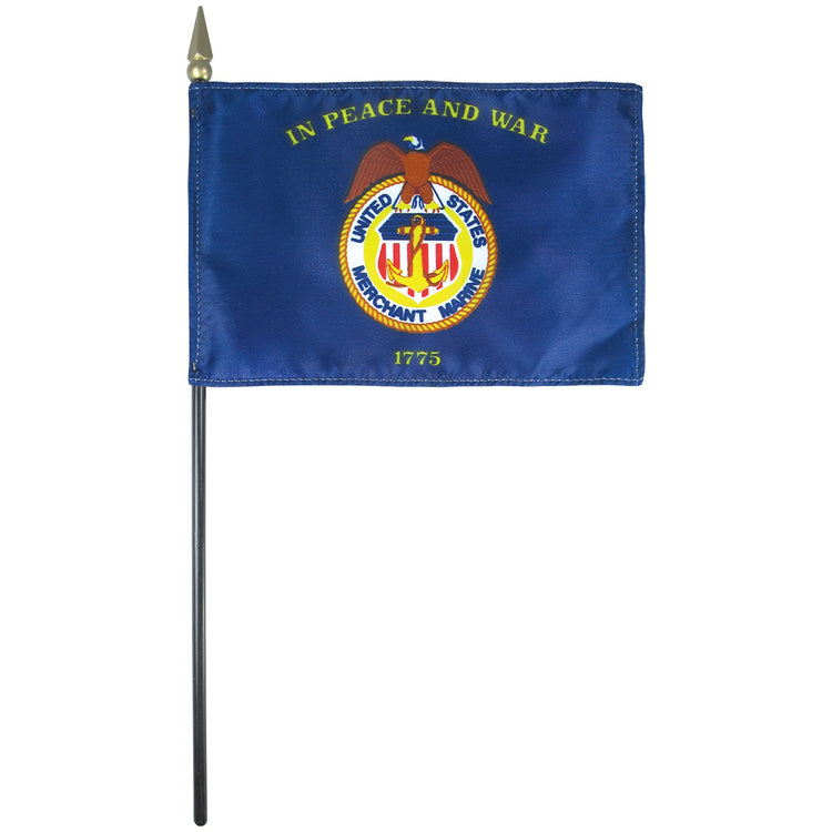 4"x6" US Merchant Marines Poly-Silk Handheld Stick Flag
