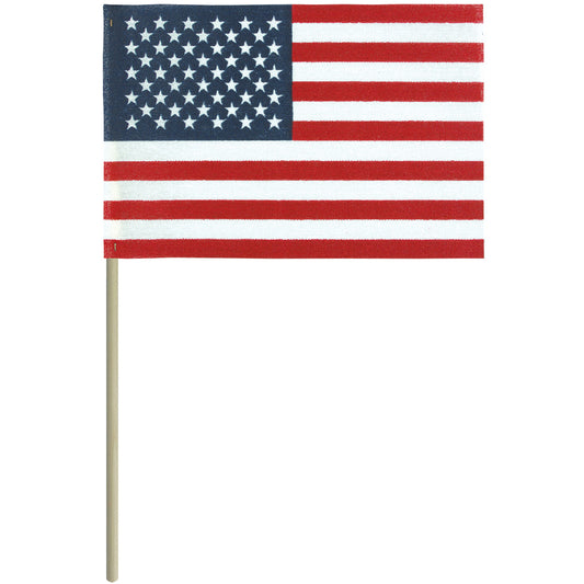 4"x6" US Poly-Cotton Stick Flag with No Sew Hem & Plain Top