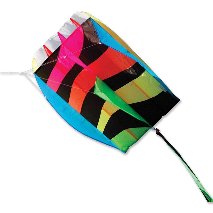 Neon Ripstop Nylon Parafoil 5 Kite to include 500 ft. 50 lb. Test Line, Yo-Yo Winder, & 5' Streamer Tail ; 20"x32" - Wind Range 6 ~ 20 mph