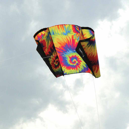 Tie Dye Polyester Frameless Sled Kite to include 500 ft. 50 lb. Test Line & Yo-Yo Winder ; 36"x27" - Wind Range 5 ~ 20 mph