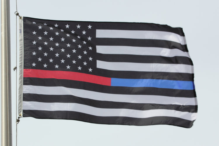 3x5 Thin Red & Blue Line American Outdoor Nylon Flag