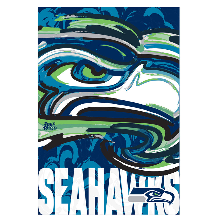 12.5"x18" Seattle Seahawks Painted Portrait Garden Flag