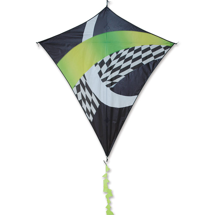 Neon Tronic Polyester Borealis Diamond Kite, Sky Shark Wrapped Carbon Frame; 65"x65" - Wind Range 4 ~ 16 mph