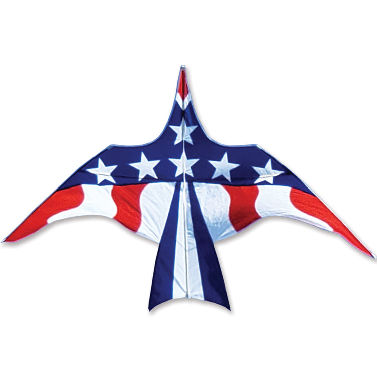 Patriotic Polyester Thunderbird Kite with Fiberglass Frame to include 200 ft. 130 lb. Test Line & Winder; 138"x81" - Wind Range 6 ~ 16 mph