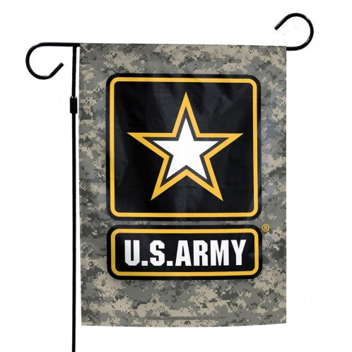 US Army Camo Logo Printed Garden Flag; Polyester 12"x18"