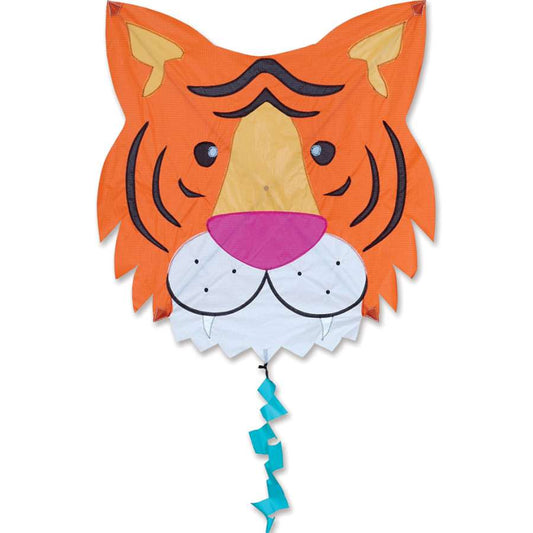 Flying Tiger Ripstop Polyester Fun Flyer Kite with 7' Fuzzy Tail, Fiberglass Frame to include 300 ft. _ lb. Test Line & Winder; 25"x25" - Wind Range 5 ~ 18 mph