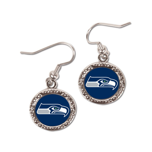 Seattle Seahawks Round Silver Earrings