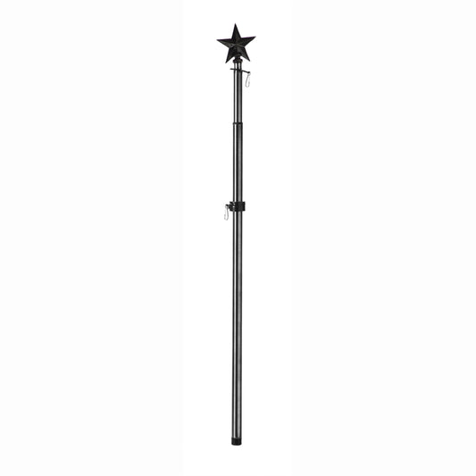 5' Adjustable Black Metal House Flagpole with Star Ornament