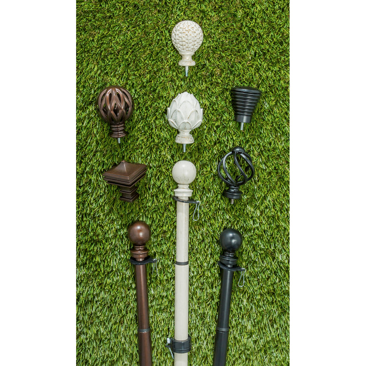 Round Swirl Metal Finial for Telescoping House Pole