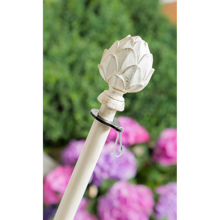 Artichoke Interchangeable Finial for Flagpoles - Brushed Ivory Metal