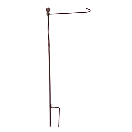 42" Tall Bronze Metal Garden Flagpole with Ball Ornament