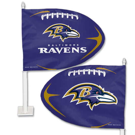 12"x12" Baltimore Ravens Football Shaped Car Flag