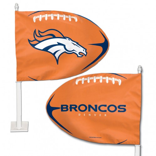 12"x12" Denver Broncos Football Shaped Car Flag