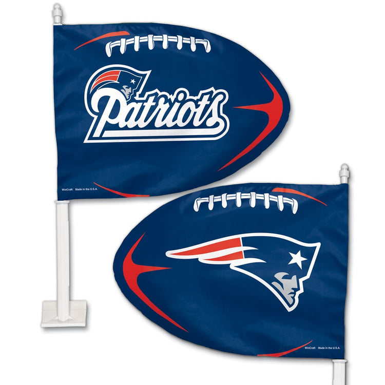 12"x12" New England Patriots Football Shaped Car Flag