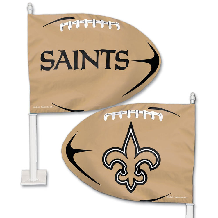12"x12" New Orleans Saints Football Shaped Car Flag