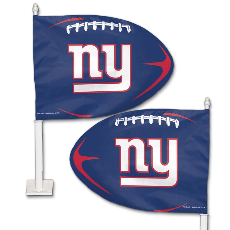 12"x12" New York Giants Football Shaped Car Flag