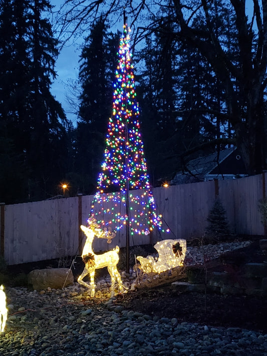 Christmas Tree Light Kit for 20' flagpole - 900 LED Count Multi-Colored Lights