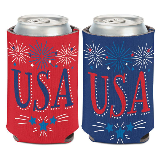 Patriotic USA Fireworks Can Cooler