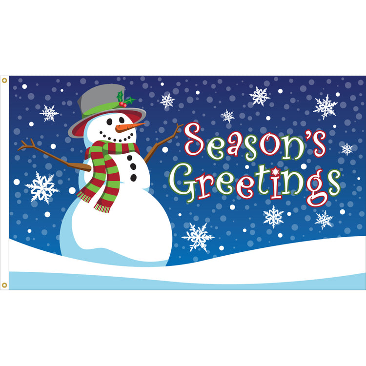3x5 Seasons Greetings Snowman Seasonal Outdoor Nylon Flag