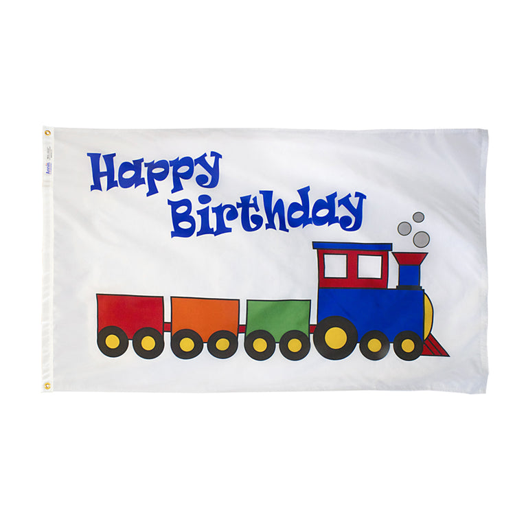 3x5 Happy Birthday Train Outdoor Nylon Flag