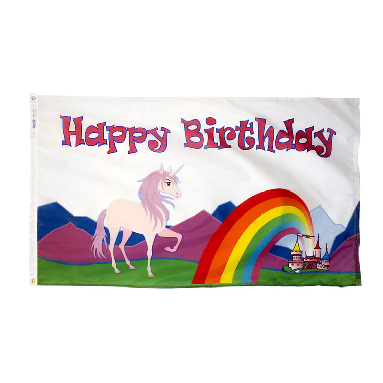 3x5 Happy Birthday Unicorn Occasional Outdoor Nylon Flag