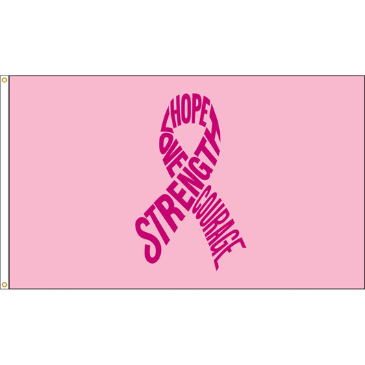 2x3 Pink Ribbon Breast Cancer Awareness Outdoor Nylon Flag