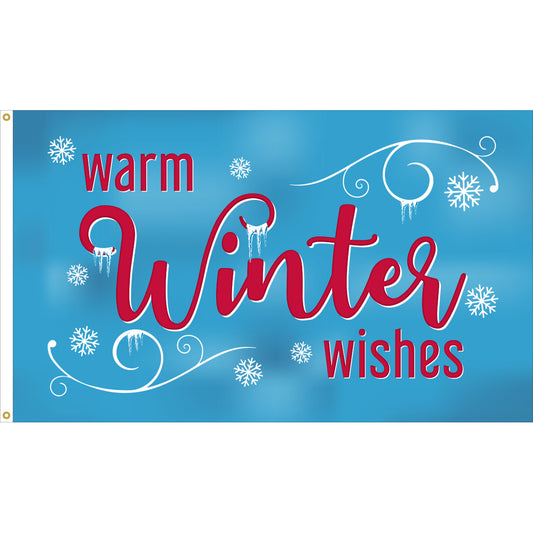 3x5 Warm Winter Wishes Seasonal Outdoor Nylon Flag