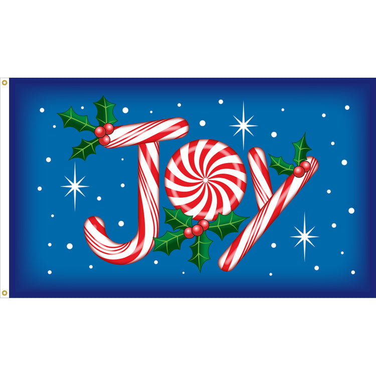 3x5 Candy Cane Joy Seasonal Outdoor Nylon Flag