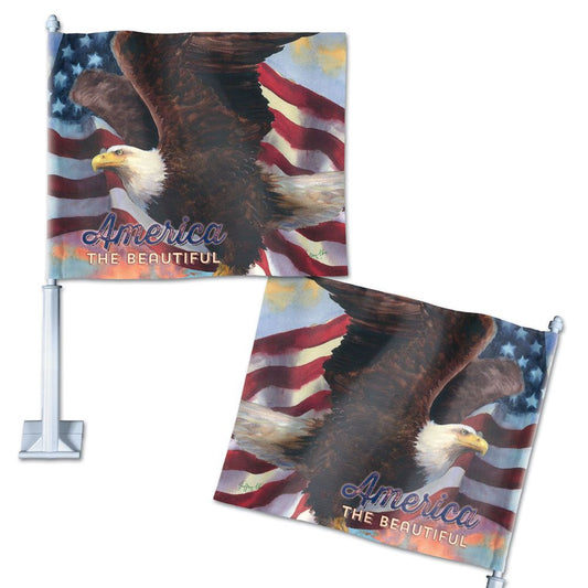 America the Beautiful Eagle Patriotic Car Flag