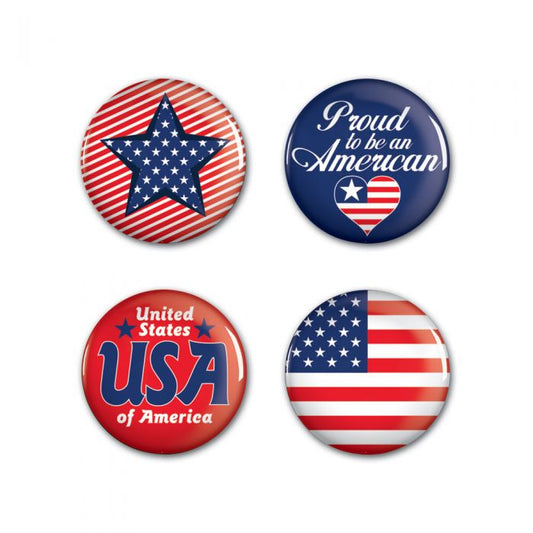1.25" Round Patriotic Buttons - 4 pack