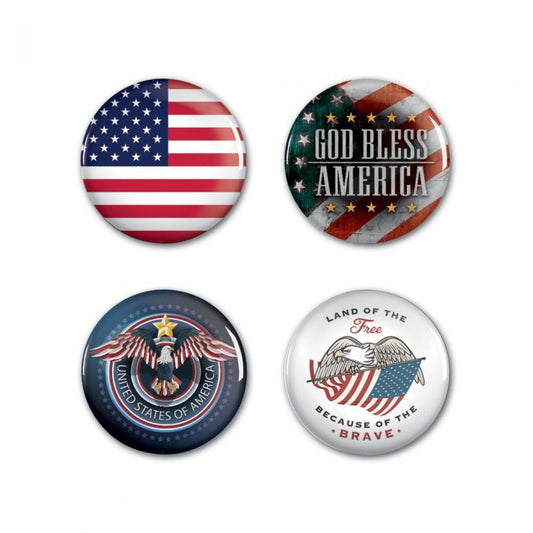 1.25" Round Patriotic Buttons - 4 pack