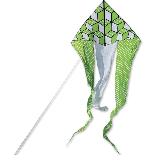 Geometric Green Nylon Flo-tail Delta Kite