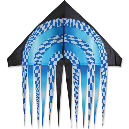 Blue Op-Art Polyester Streamer Delta Kite