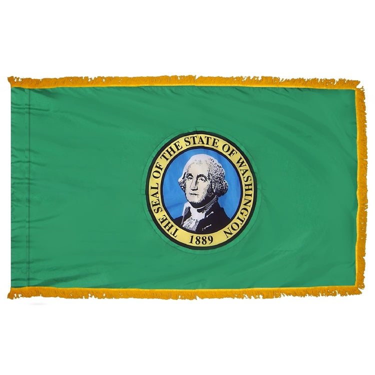 3x5 Washington State Indoor Flag with Sleeve & Fringe