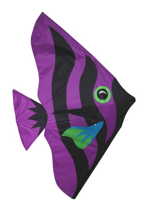Damsel Fish Polyester Flo-tail Delta Kite, Fiberglass Frame with hardwood dowels to include 300 ft. 50 lb. Test Line & Winder; 62"x37" - Wind Range 5 ~ 17 mph