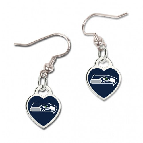 Seattle Seahawks Heart Wire Earrings